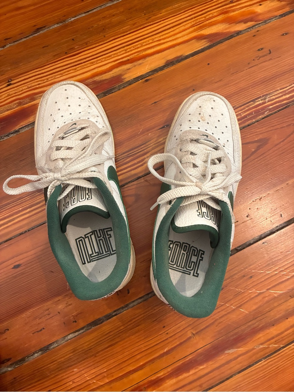 Nike Kids White and Green Sneakers